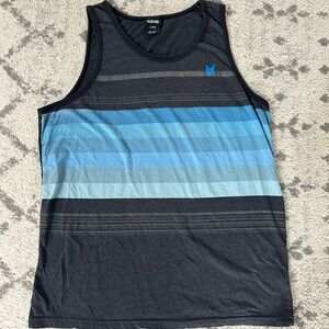Zoo York Men's Black and Blue Striped Tank Top size L